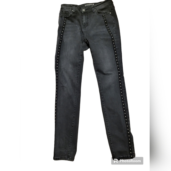 ESQUALO Jeans size 8 black with studs - Picture 1 of 15